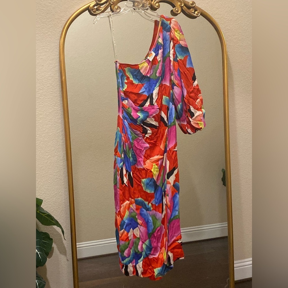 Farm Rio for Anthropologie One-Shoulder Slim Floral Midi Dress Size XL - Picture 4 of 15